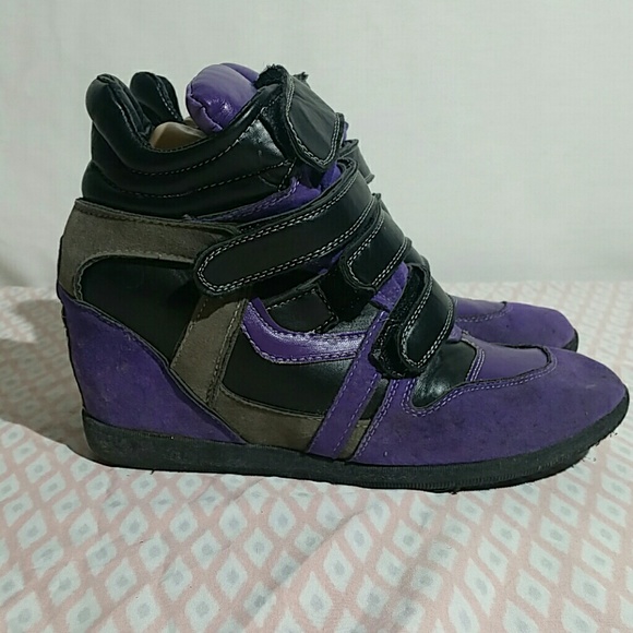 purple wedge sneakers